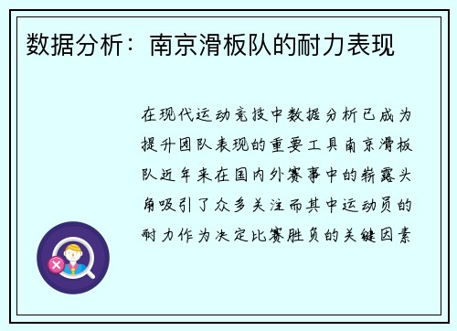 数据分析：南京滑板队的耐力表现